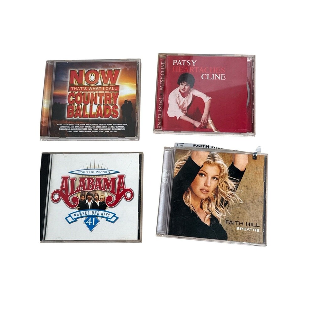 Country Music CD Lot of 4 Patsy Cline Alabama Faith Hill NOW Ballads Tested
